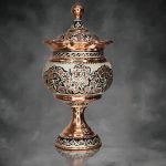 قندان پایه دار نقره کوب الماس تراش