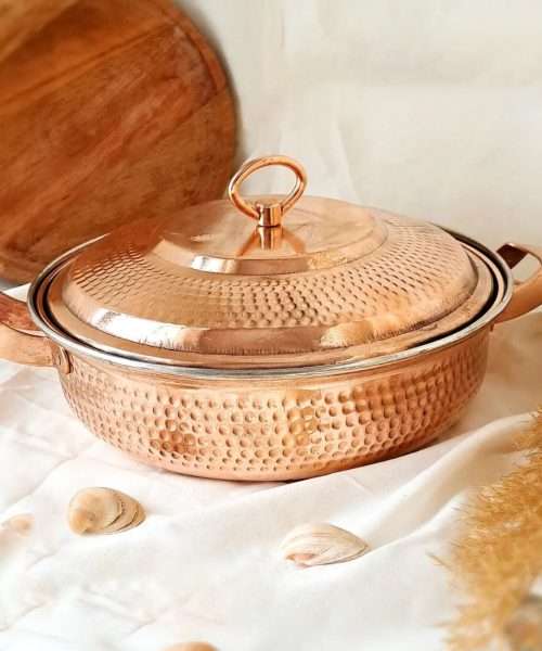 ماهی تابه درب دار مسی