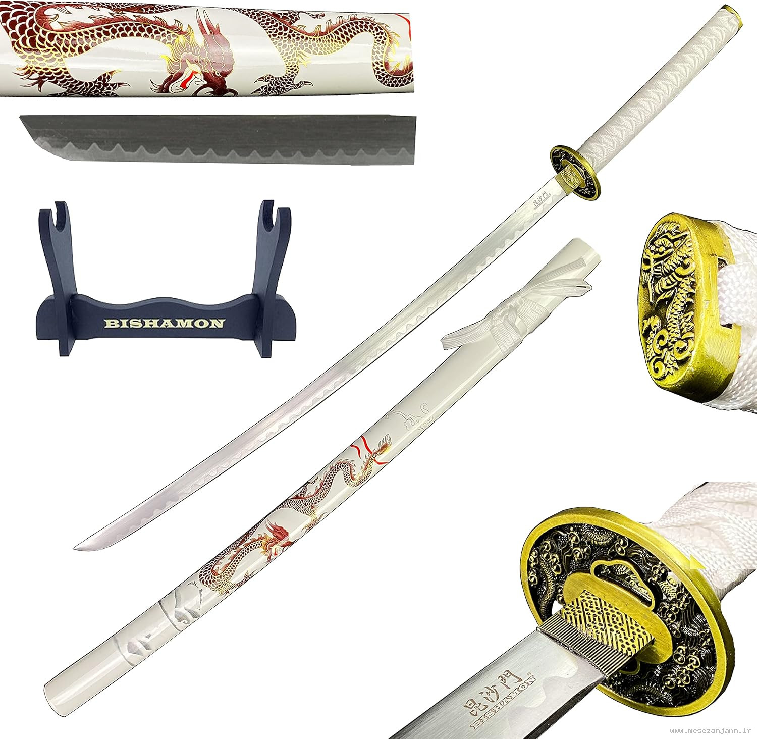 شمشیر سامورایی اژدها طلایی 1 شمشیر سامورایی اژدها طلایی