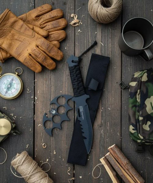 ست تخفیفی پنجه بوکس و چاقوی نظامی